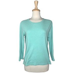MOTHERHOOD MATERNITY Sweater Medium Teal Aqua Blue 3/4 Sleeve scoop neck Shirt